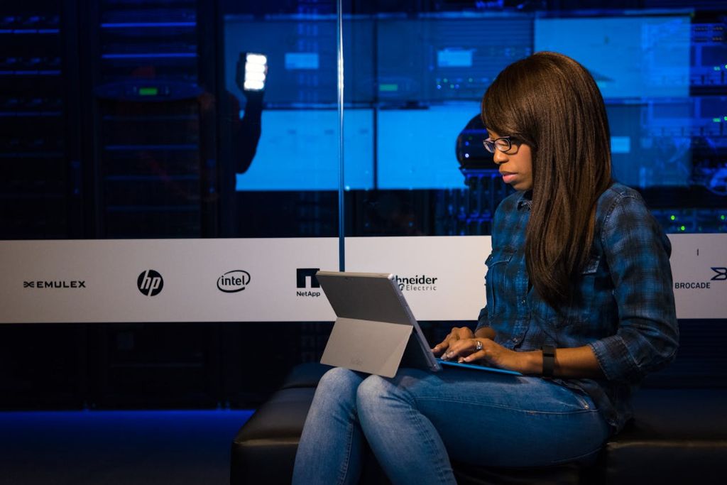 tech-savvy lady on a laptop