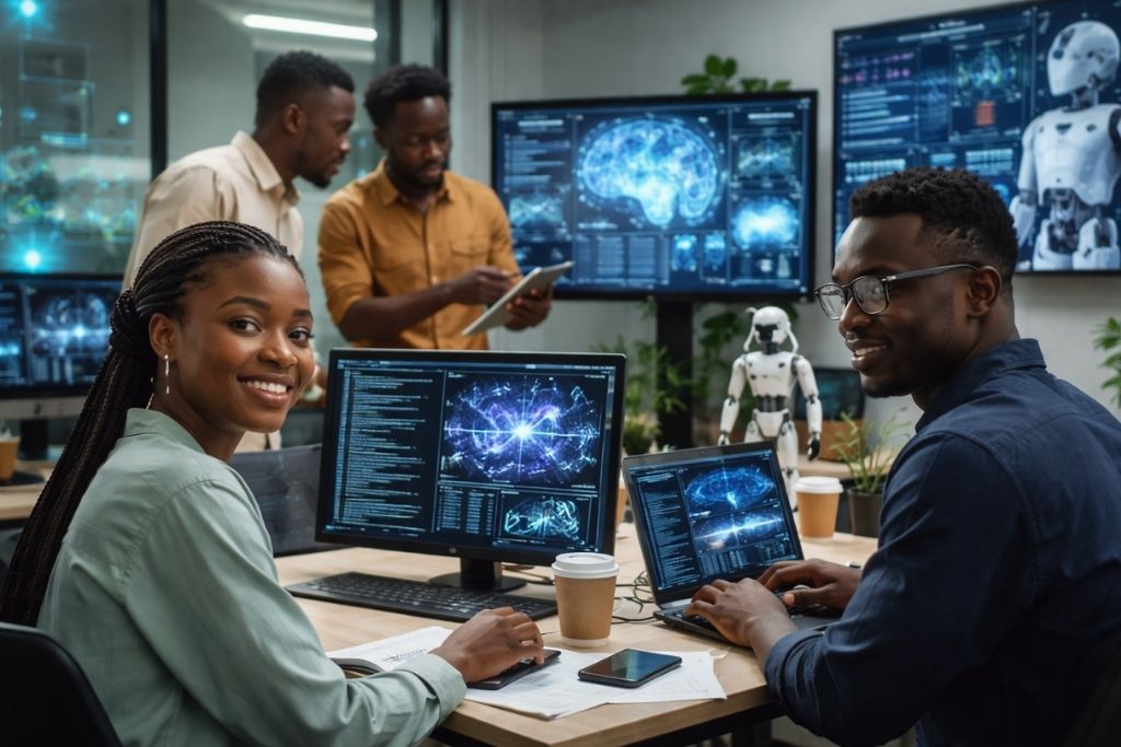 Young professionals doing AI Jobs