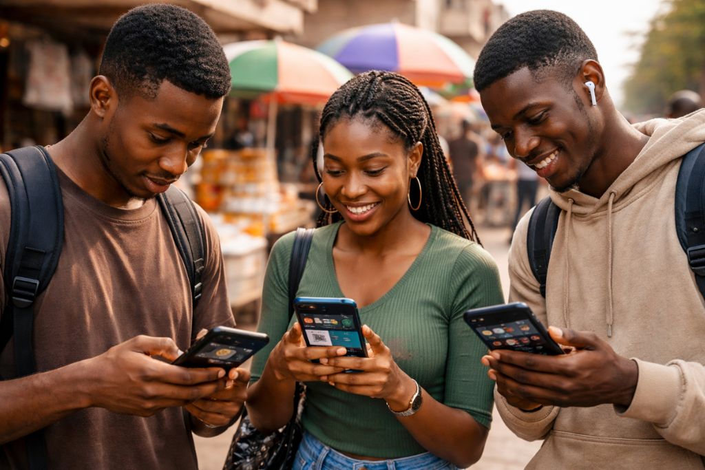 cryptocurrency - youths on their smartphones