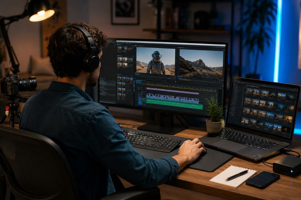 A video editor using AI tools for video editors