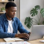 Young man positioning himself in digital marketing for the digital economy