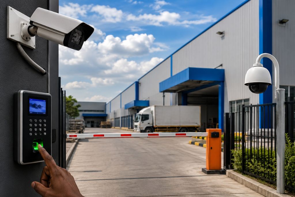 electronic security gadgets at a large warehouse