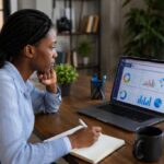 A lady learning digital marketing in Lagos