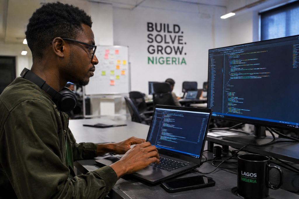 full-stack web developer at work
